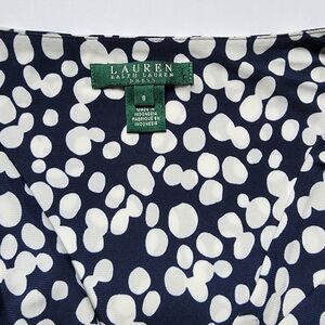Lauren Ralph Lauren Navy and White V-Neck Wrap-Style Bodice Sheath Dress Size 8